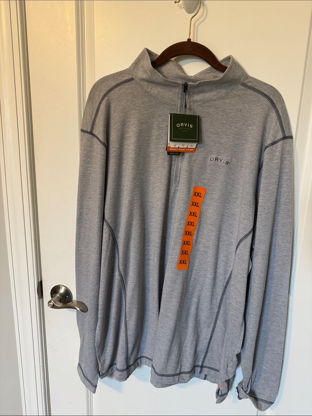 NWT Orvis Men’s XXL Quarter Zip Performance Pullover Heather Gray Long Sleeve